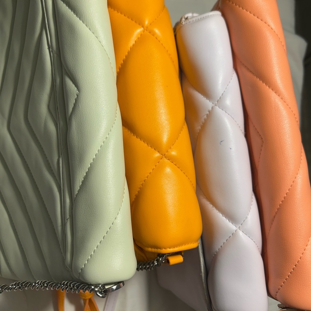 a new day Quilted Crossbody Bag - Mint, Orange, White, Peach